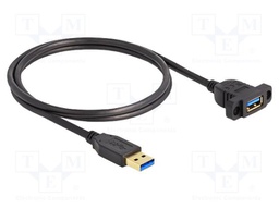 Cable; USB 3.2 Gen 1; USB A socket,USB A plug; 1m; black; 5Gbps