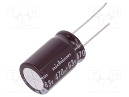 Capacitor: electrolytic; low impedance; THT; 470uF; 63VDC; ±20%