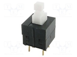 Switch: push-button; Pos: 2; DPDT; 0.1A/30VDC; Illumin: none; THT