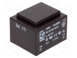Transformer: encapsulated; 2.3VA; 230VAC; 15V; 153mA; Mounting: PCB