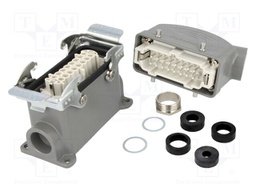 Connector: HDC; male + female; S-E; PIN: 16; 16+PE; size 16B; angled