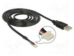 Cable; USB 2.0; SMT 5pin plug,USB A plug; 1.5m; black; 28AWG