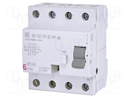 RCD breaker; Inom: 63A; Ires: 300mA; Poles: 4; 400V,415V; IP20; EFI