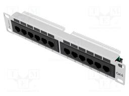 Patch panel; white; Number of ports: 12; Cat: 6; RJ45 socket x12