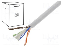 Wire; U/UTP; 6; solid; Cu; 4x2x0,57mm; PVC; grey; 305m