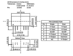 Converter: DC/DC; 10W; Uin: 18÷75V; 15VDC; Iout: 666mA; SIP8; 4.9g