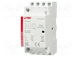 Contactor: 4-pole installation; 25A; 230VAC; NC + NO x3; IP20