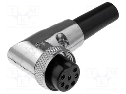 Plug; microphone; female; PIN: 7; for cable; angled 90°; 6mm