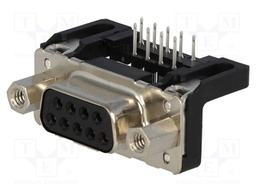 D-Sub; PIN: 9; socket; female; with threaded screw; angled 90°; THT