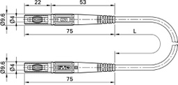 Test lead; 32A; banana plug 4mm x2; insulated; Len: 2m; grey