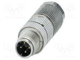 Connector: M12; plug; PIN: 4; 48V; straight; IP65; crimped; D code; 4A