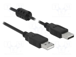 Cable; USB 2.0; USB A plug,both sides; 2m; black; 24AWG,28AWG