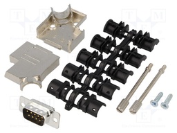 D-Sub; PIN: 9; plug; male; soldering; for cable; black