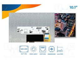 Display: TFT; 10.1"; 1280x800; Illumin: LED; RGB; 1000cd/m2; 5VDC