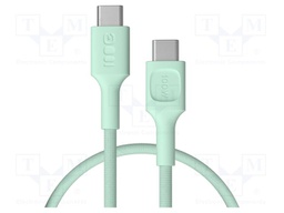 Cable; USB C plug,both sides; 0.3m; green; 480bps; textile; 100W