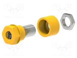 Connector: 4mm banana; socket; 36A; 30VAC; 60VDC; yellow; M6; 17.5mm