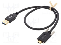 Cable; USB A plug,USB C plug; 0.5m; black; 24AWG,30AWG; 10Gbps