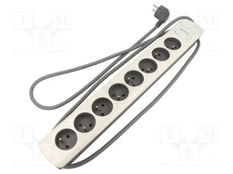 Extension lead; Sockets: 8; white-grey; 3x1,5mm2; 1.8m; 16A