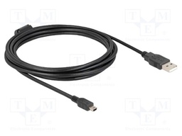 Cable; USB 2.0; USB A plug,USB B mini plug; 3m; black; 480Mbps