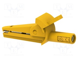 Crocodile clip; 10A; 600VDC; yellow; Overall len: 51mm