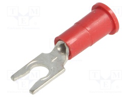 Fork terminal; M3,5; Ø: 3.66mm; crimped; for cable; insulated; red