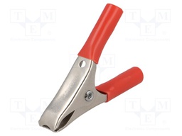 Crocodile clip; 15A; Grip capac: max.19mm; Overall len: 58mm; red