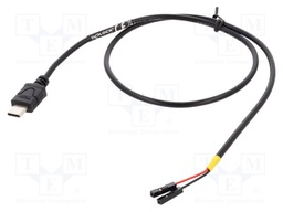 Cable; USB C plug,1pin pin header x2; 0.5m; black; 22AWG