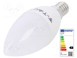 LED lamp; warm white; E14; 220/240VAC; 600lm; 7W; 200°; 3000(typ)K
