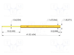Test probe socket; gold-plated; KS-100; 41.5mm; test needles
