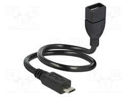 Cable; OTG,USB 2.0; USB A socket,USB B micro plug; 0.35m; black