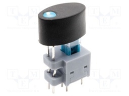 Push-button; DPDT; Pos: 2; 0.1A/30VDC; THT; LED; blue; 2.5N; 21.45mm