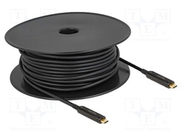 Cable; optical; USB C plug,both sides; gold-plated; 30m; black