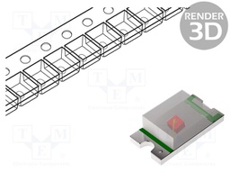 LED; yellow; SMD; 0603; 8÷43mcd; 1.6÷2.6VDC; 1.6x0.8x0.7mm; 140°