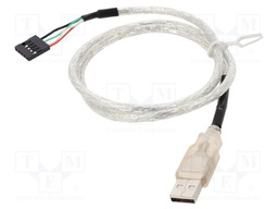 Cable; USB 2.0; USB A plug,5pin pin header; 0.7m; transparent