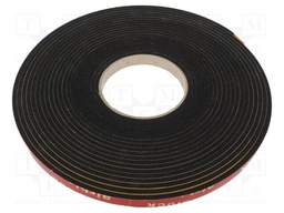 Gasket; EPDM; D: 4mm; black; L: 10m; W: 12mm; Mounting: self-adhesive