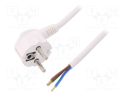 Cable; SCHUKO plug,CEE 7/7 (E/F) plug angled,wires; 1.5m; white