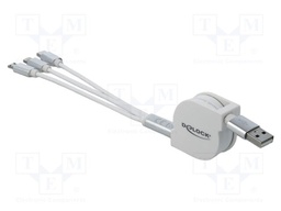 Cable; USB 2.0,rolled; 0.98m; white; 23AWG; 5V; 2A