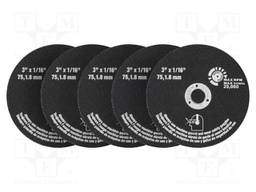Cutting wheel; Ø: 75mm; Øhole: 10.6mm; Disc thick: 2mm; 5pcs.