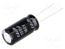 Capacitor: electrolytic; THT; 100uF; 160VDC; Ø12.5x25mm; Pitch: 5mm