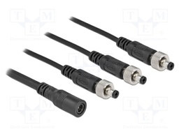 Cable; DC 5,5/2,1 plug x3,DC 5,5/2,1 socket; straight; black