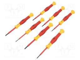Screwdrivers; Pcs: 7; precision,insulated; 1kVAC