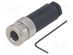 Connector: M8; female; PIN: 3; straight; unshielded; for cable; plug