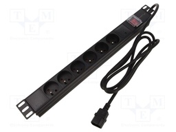 Plug socket strip: protective; Sockets: 6; 230VAC; 10A; black; 2m