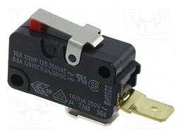 Microswitch SNAP ACTION; with lever; SPST-NO; 16A/250VAC; Pos: 2