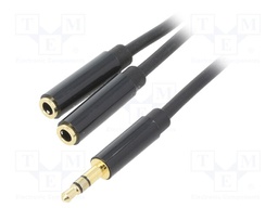 Cable; Jack 3.5mm 3pin plug,Jack 3.5mm 3pin socket x2; 0.3m