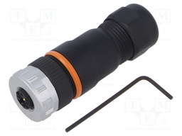 Connector: M12; plug; PIN: 5; female; E code; for cable; IP67; 1.5kV