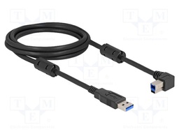 Cable; USB A plug,USB B plug 90° left/right; gold-plated; 2m