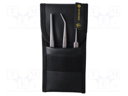 Kit: tweezers; Pcs: 3; for precision works