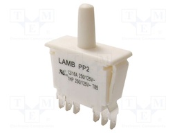 Switch: push-button; Pos: 2; DPDT; 12A/250VAC; white; Illumin: none
