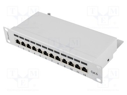 Patch panel; white; Number of ports: 12; Cat: 6; RJ45 socket x12